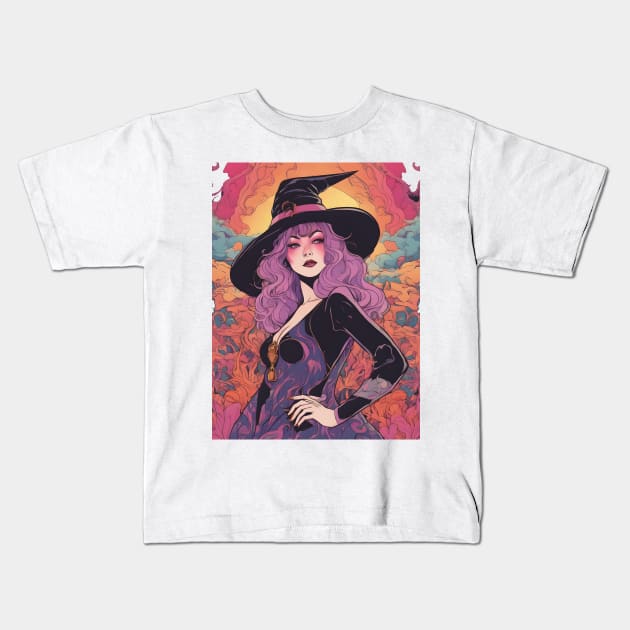 cute witch Kids T-Shirt by PlushFutura